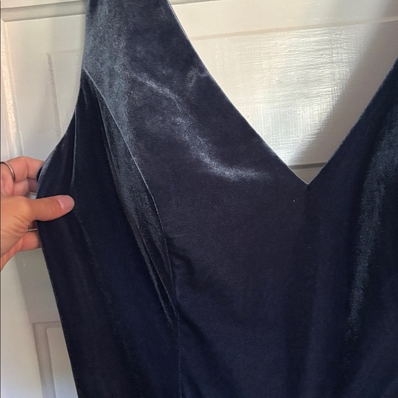 Revelry Blue Maxi Velvet Dress with Neck Scarf - Picture 2 of 5